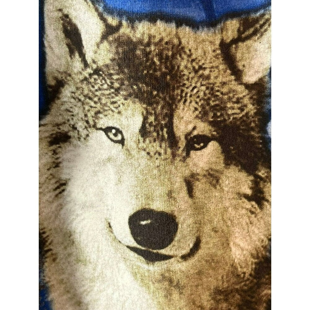 Vintage 90s Wolf and Moon Tee Sz XL Anvil Grey Made In USA Single Stitch