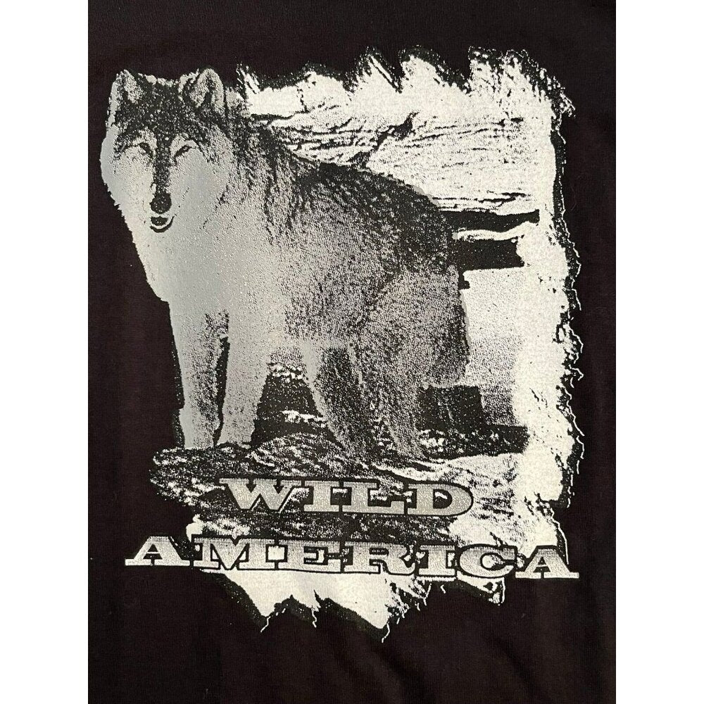 Vintage 90s Tultex Wild America Wolf Tee