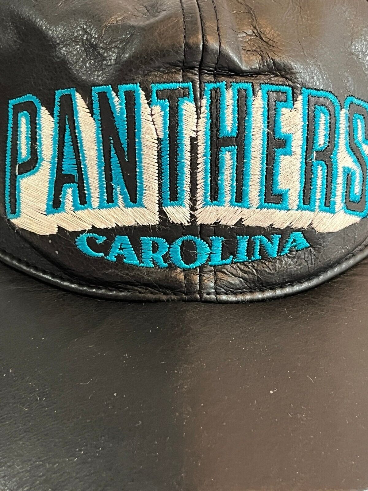 Vintage Leather Carolina Panthers Hat 80s