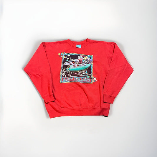 Vintage 80s Happy Holidays Santa Clause Crewneck Sweatshirt